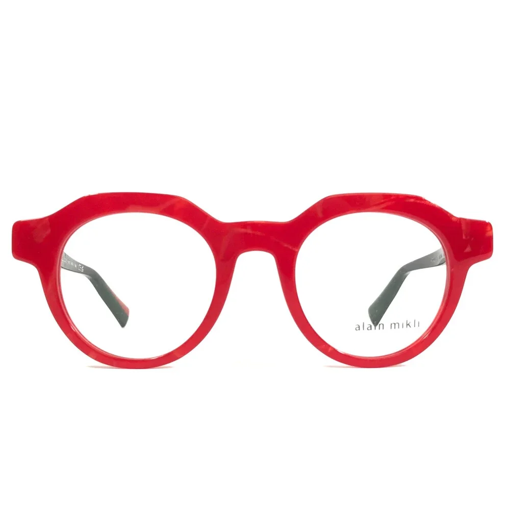 Alain Mikli Eyeglasses Frames A03156 004 Red Black Sparkly Marble 47-22-145